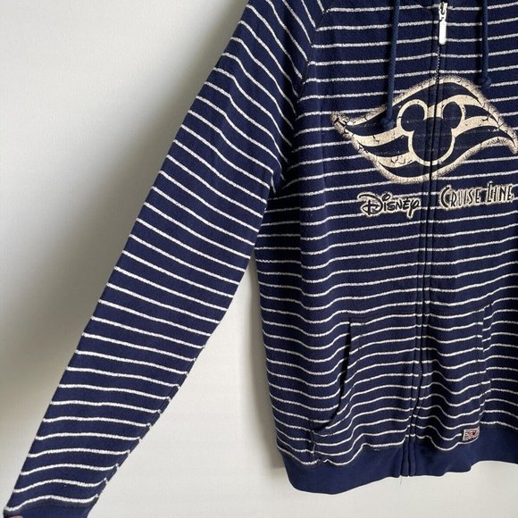 Disney Cruise Lines Blue Striped Terry Knit Full Zip Hoodie - Picture 6 of 8